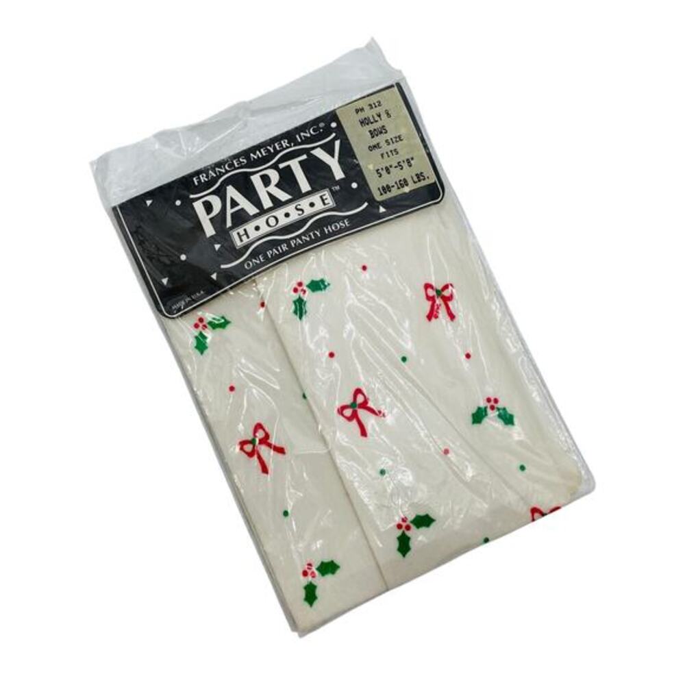 Vintage holiday themed white sheer tights‎